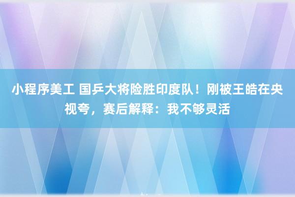 小程序美工 国乒大将险胜印度队！刚被王皓在央视夸，赛后解释：我不够灵活